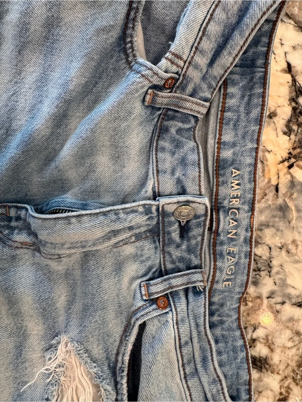 American Eagle Outfitters Light Wash Distressed Denim Shorts